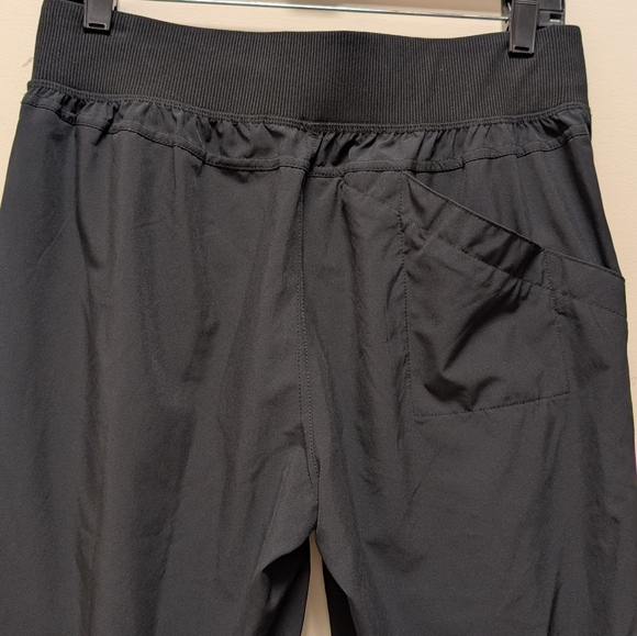 Apana Lightweight Ruched Corded Drawstring Hem Cropped Pants Black Women's M - Picture 8 of 13